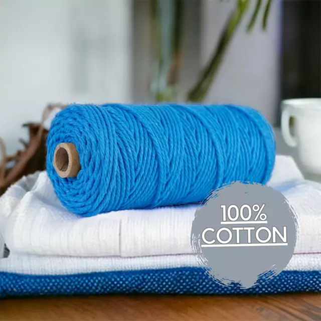 4MM 3ply macrame cord AQUA BLUE, 100m, Australia, High Quality 100% Soft Cotton