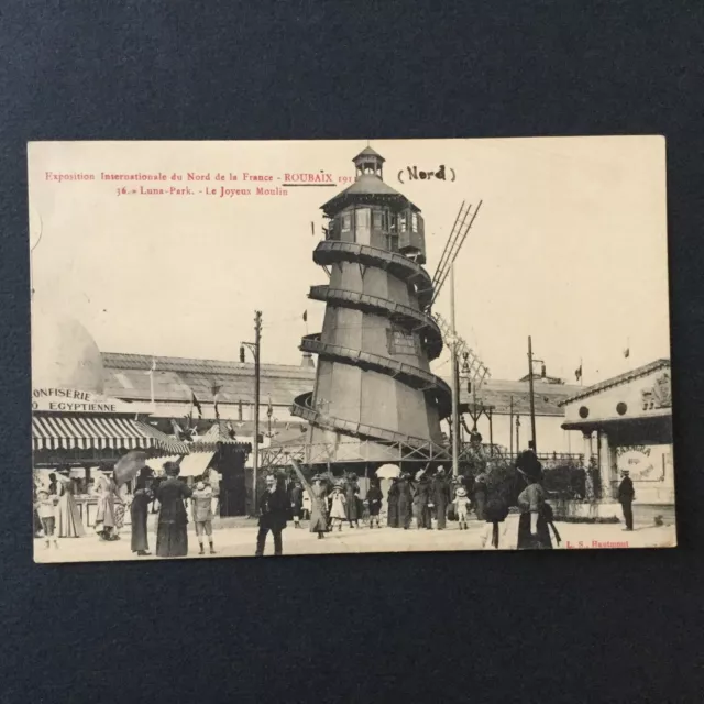 CPA 59 ROUBAIX Exposition Internationale du Nord LUNA PARK Fête Foraine 1911