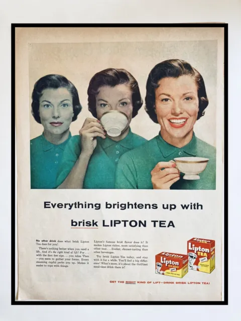 Vtg Lipton Tea Print Ad 1956 Everything Brightens Up With Tea 1950s Housewife