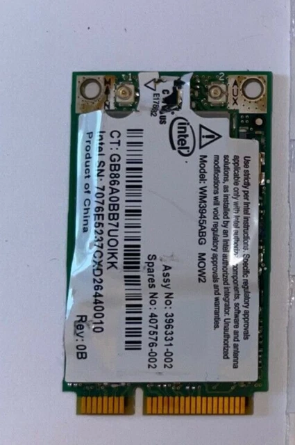 Carte WiFi Intel WM3945ABG MOW2 Pour HP Compaq 6510b - Pièce D'occasion Testée