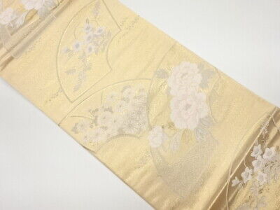 6063062: Japanese Kimono / Vintage Fukuro Obi / Woven Flower & Jigami Pattern