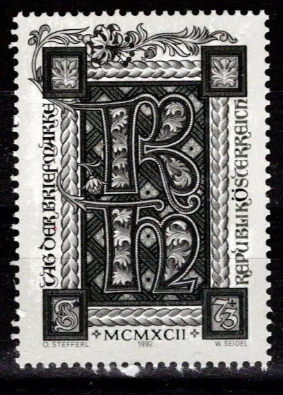 Österreich 1992: Tag der Briefmarke (ANK 2096) Schwarzdruck postfrisch