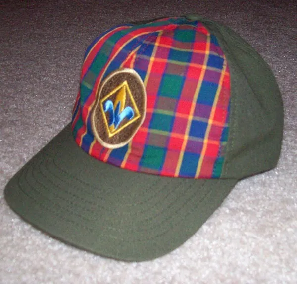 Cub Scout Webelos Hat Cap Boy Scouts of America BSA Twill Plaid Green M/L