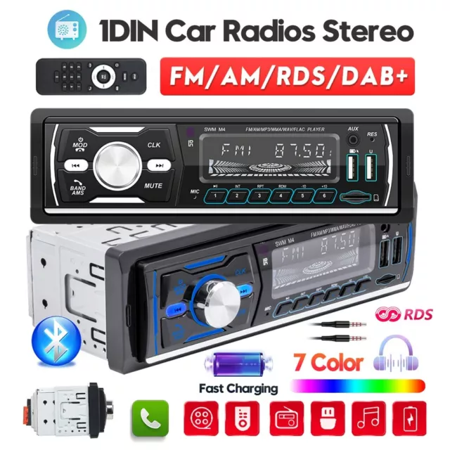 Radio de voiture stéréo DAB+ RDS AM FM 1 DIN Bluetooth lecteur MP3 audio 2 USB TF AUX IN 2