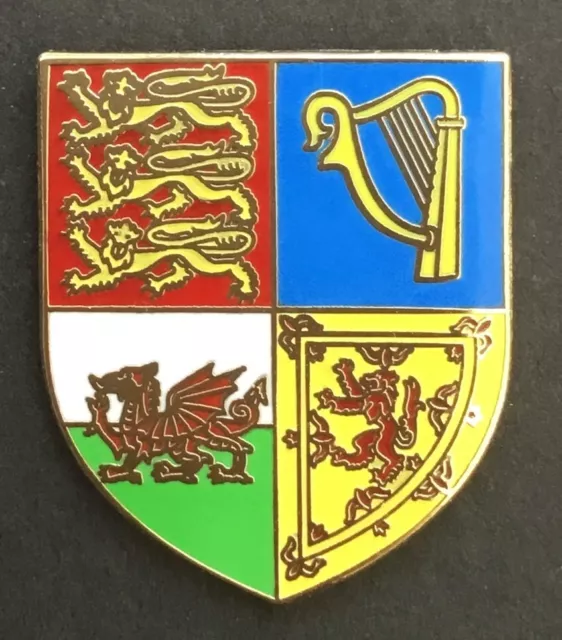 KING CHARLES III Coat Of Arms Enamel Pin Badge Wales Scotland England