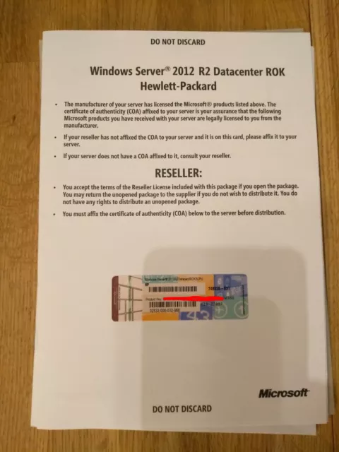 Microsoft Windows Server 2012r2 Datacenter ROK 2 CPU MUI