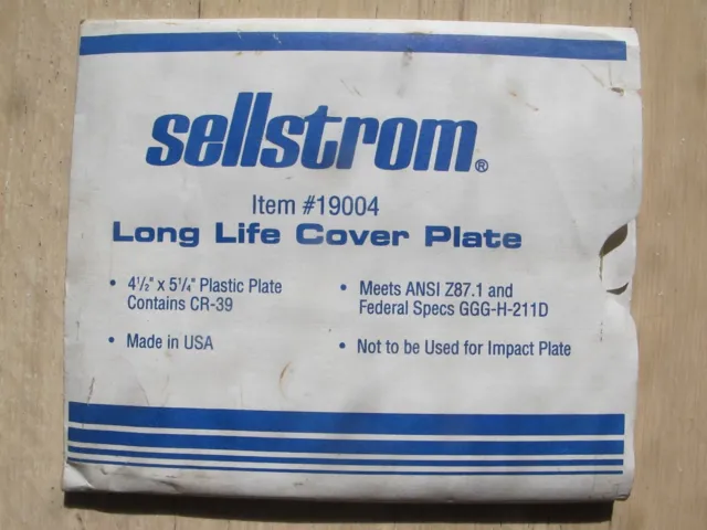 Sellstrom Long Life Cover Welders Plate #19004 Made in USA 4-1/2"x5-1/4" CR-39