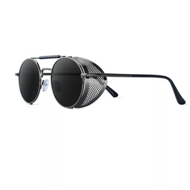 Vintage Steampunk Sonnenbrille Retro Hippie Brille Seitenschild Runde Brille