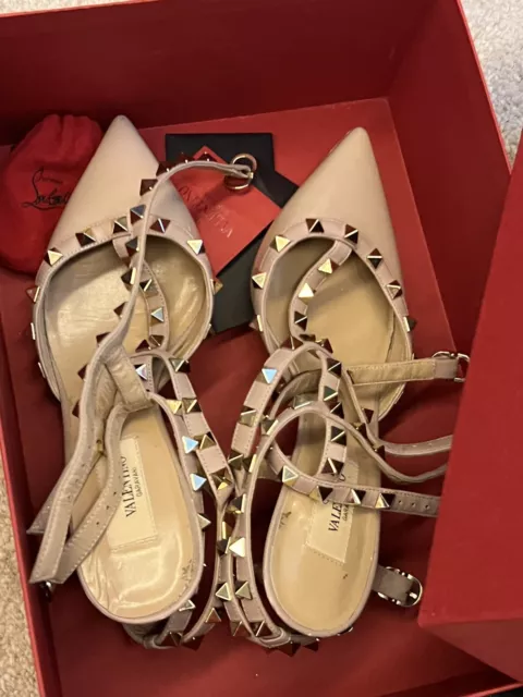 valentino garavani rockstud shoes size 37 Uk 4.5 Nude