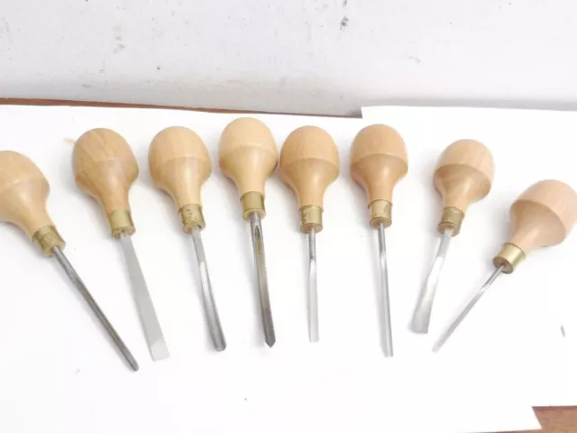 Found Early Unused Group Of 8 Ashley Iles  Hand Wood Carving Chisels