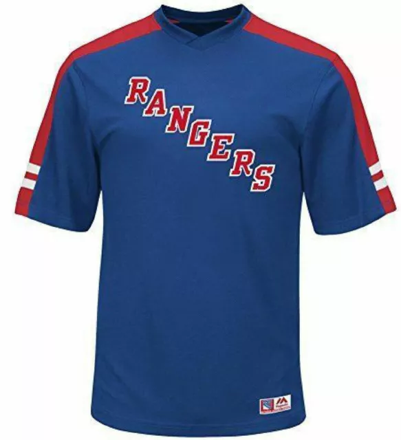 New York Rangers Royal Quick Play Synthetic V Neck Shirt by Majestic