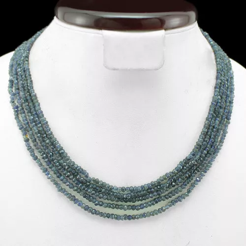 146.00 Cts Natural 5 Line Faceted Blue Tanzanite Beads Necklace (Rs)