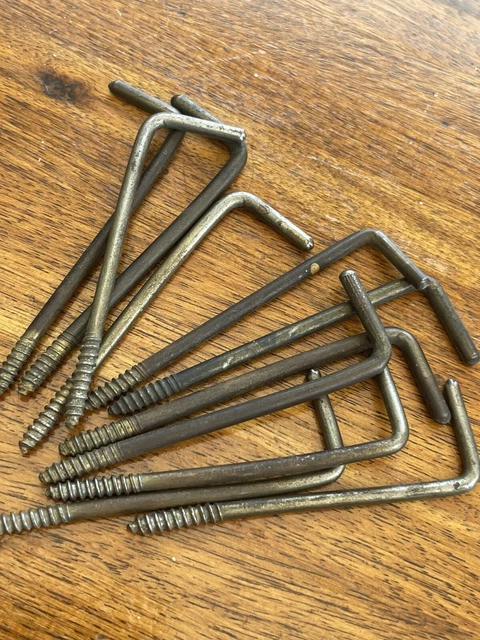 Vintage Lot Of 11  Screw In Wall Hook Primitive Coat Closet Tool Hardware Cabin 4