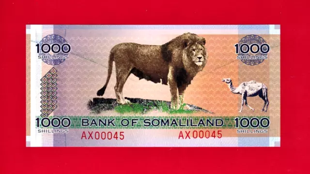 1,000 SHILLINGS 2006 SOMALILAND UNC NOTE Prefix AA, LOW SERIAL #  00046 or 00047