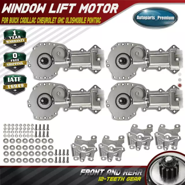 4x Window Motor 12-Teeth Gear Front &Rear Driver/Passenger for Chevy GMC Pontiac