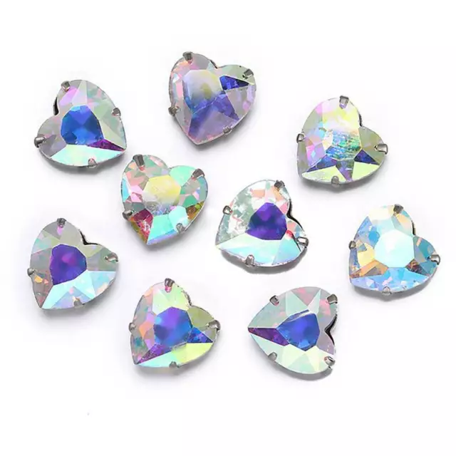 Heart Shape Sew On Flatback Glass Crystal Rhinestones Claw Cup Craft Beads lot