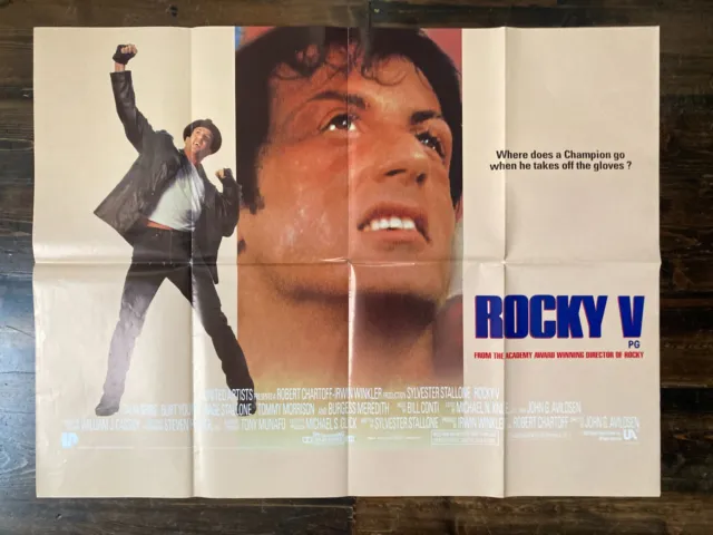 Rocky V 5 1990 Sylvester Stallone Boxing Classic Original UK Quad Film Poster