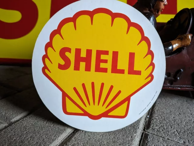 Altes beidseitige SHELL Werbeschild aus dicke Pappe um 60er-Jahre #shell #benzin