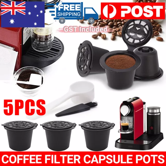 5Pcs Coffee Filter Capsule Pods For Nespresso Maker Machine Refillable Reusable