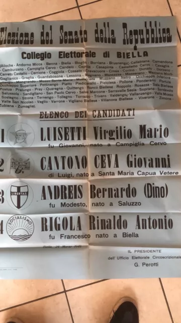 Manifesto Elezioni 1948 Biella Biellese