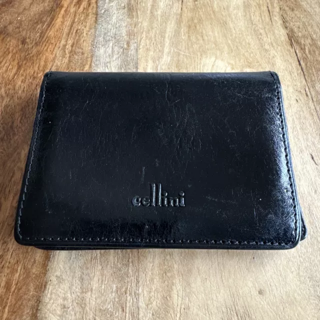 Cellini TA65 High Quality Italian Black Leather Wallet Excellent Vintage Cond