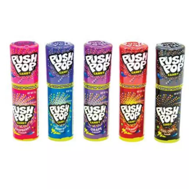 Push Pop Candy 15g x 12 Assorted Flavours Halloween Trick Treats Party Favours