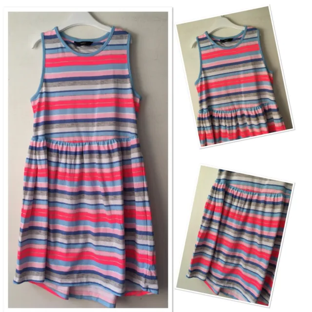 George girls summer striped rainbow flounce dress 10-11 years
