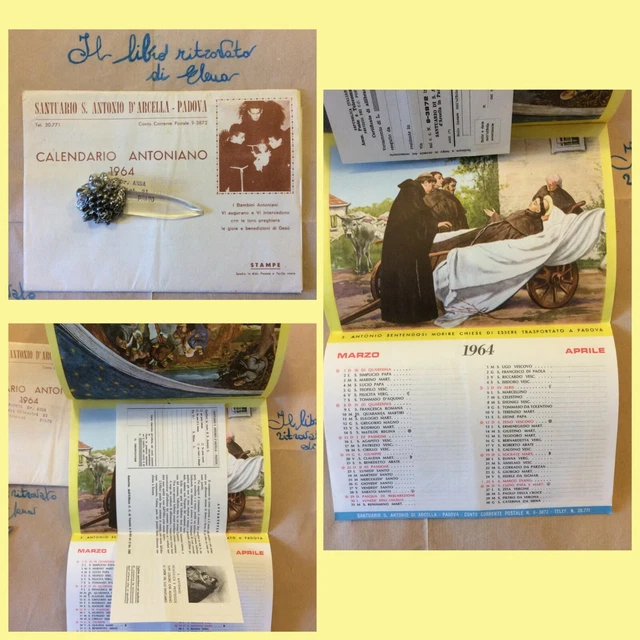 Calendario Antoniano 1964 Santuario San Antonio D'Arcella Padova