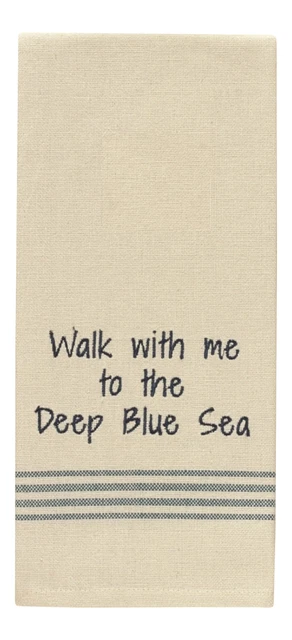 Walk With Me To The Deep Blue Sea Embroidered Kitchen Dish Towel 28 Inch