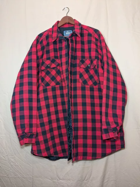 Woolrich Vtg Red Buffalo Plaid Wool Coat Hunting Field Shacket Jacket Mens 2XL