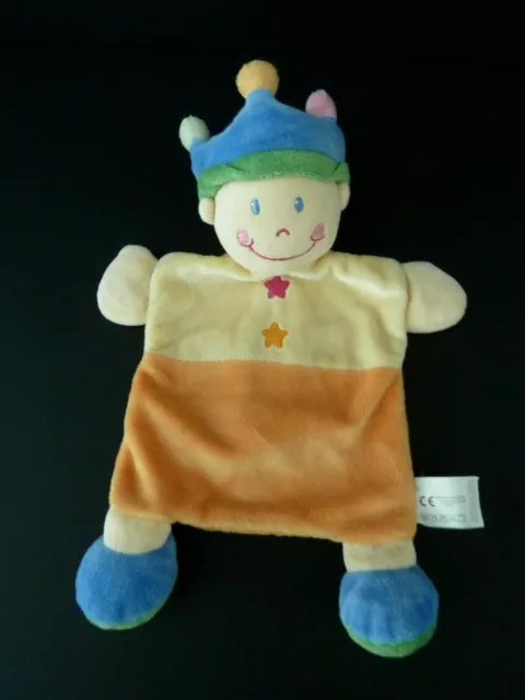 * Doudou Plat Nicotoy Kiabi Prince Roi Garcon Bleu Jaune Orange Vert Etoile Tbe