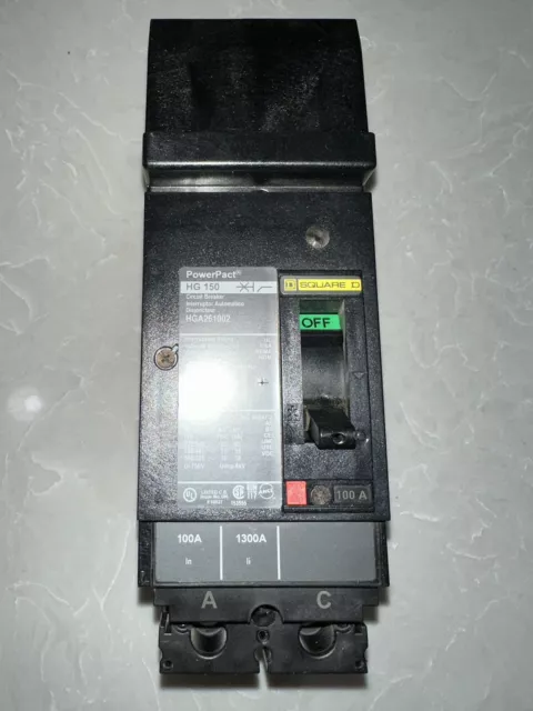 Hga261002 100 Amp Powerpact Circuit Breaker 2P 600 Vac 250 Vdc 18Ka