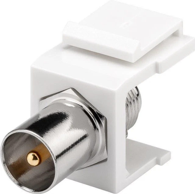 Koax-Stecker > F-Buchse,; Keystone Modul SAT/Antenne - Koax-Stecker > F-Buchse,