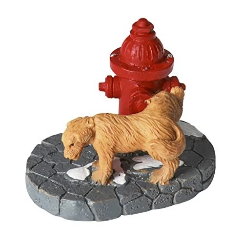 Christmas Village Accessories Village Set Cute Puppy with fire Hydrant