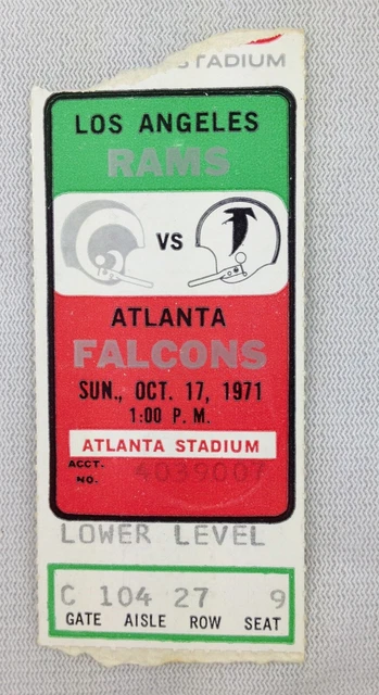 NFL 1971 10/17 Los Angeles Rams at Atlanta Falcons Ticket Stub-Roman Gabriel