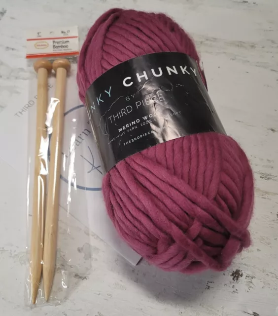 200g Funky Chunky yarn 100% thick Merino Wool The Third Piece Pinot