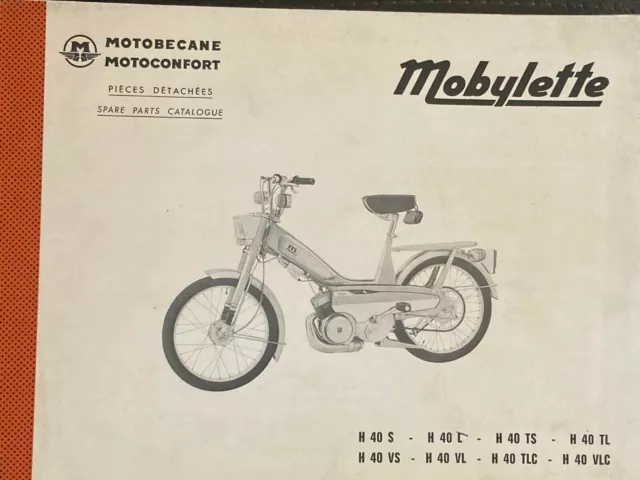 Catalogue de pièces détachées MOTOBECANE MOTOCONFORT MOBYLETTE Série H 40