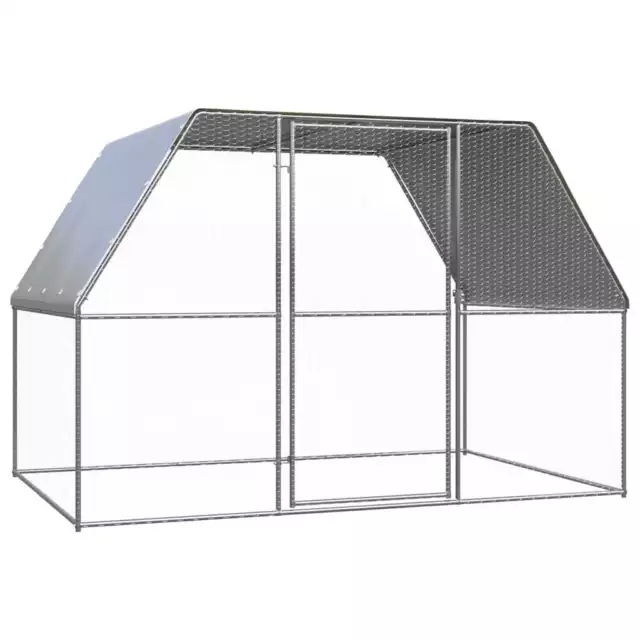 Chicken Cage Hen House Coop Enclosure Silver and Grey Galvanised Steel vidaXL