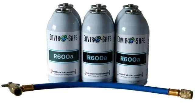 Enviro-Safe R600a "HC", Modern Refrigerant, (12) 6 oz Cans & Hose Kit