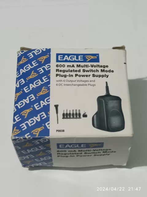 Eagle 600 mA Multi-Voltage  Regulated Switch Mode Power Supply UK Plug 3 - 12 DC