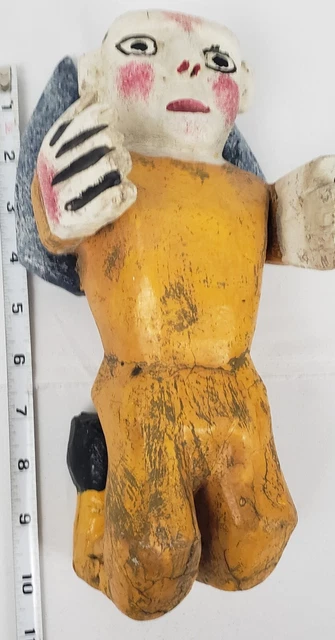 Mexican Folk Art Hand Carved & Painted Wooden Angel