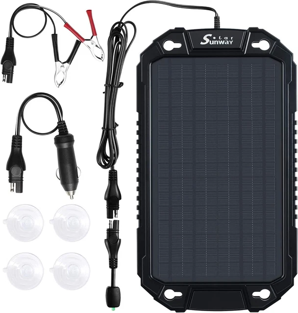 Car Battery Trickle Charger & Maintainer 12Volt 8W Solar Panel Power Charger Kit