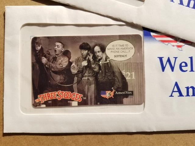 Three Stooges 1994 Phone Cards X 2 Amerivox