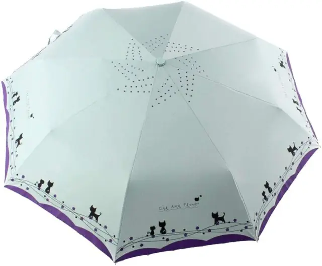 Umbresen Windproof Compact Travel Folding Cute Cat Umbrella,Auto Open Close Rain