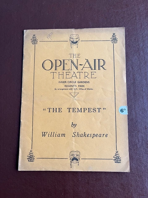 1933 Regents Park Open Air Theatre Programme forShakespeare’s Play “The Tempest”