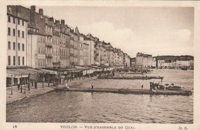 ANTIQUE Toulon Vue d'Ensemble du Quai POSTCARD - UNUSED