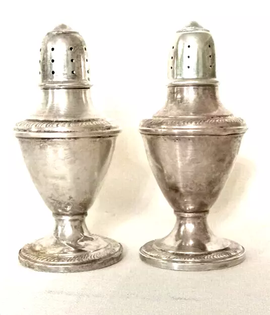 1940s Sterling Silver Pair (2) of Salt and Pepper Shakers