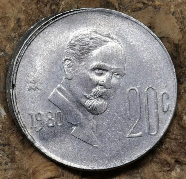 Mexico Error Coin 20 Centavos 1981 Brockage & Double Struck Coin Error Km 442