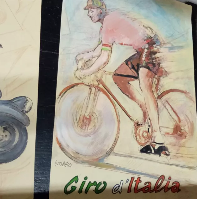Bozzetto originale Gius Bacci ciclismo Giro d'Italia '50 Coppi Bartali 50x35