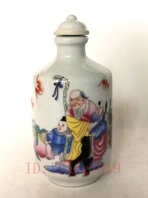 Chinese Famille rose Porcelain Painting god of longevity Snuff Bottle Collection
